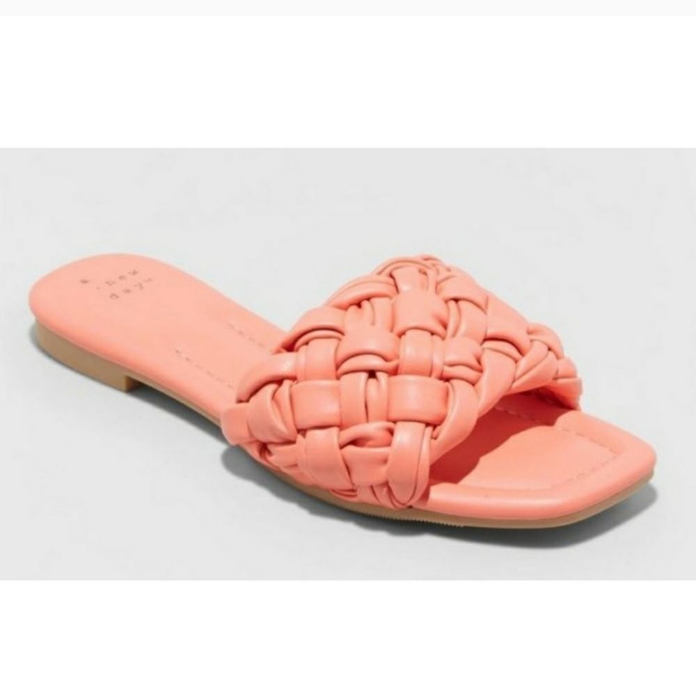 New Women's Carissa Slide Sandals A New Day Coral flip flop braided 9.5 NWT